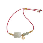 Buddha Stones Chinese Zodiac Tiger Jade Prosperity Red String Bracelet