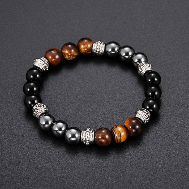 Fortune Jewel Tiger Eye and Hematite Good Luck and Healing Bracelet