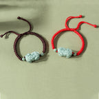 Fortune Jewel Handmade Natural Jade PiXiu Protection King Kong Knot Braided String Bracelet