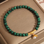 Fortune Jewel Natural Malachite Pearl Lucky Bamboo Anti-Anxiety Bracelet