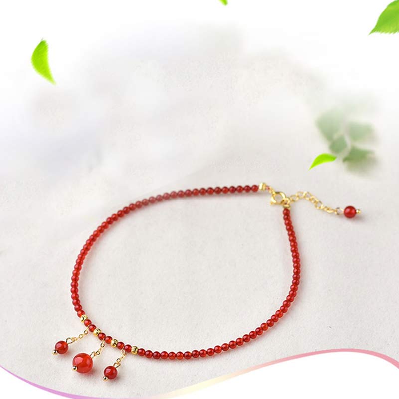 Fortune Jewel Red Agate Confidence Calm Anklet