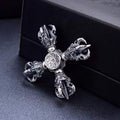 Fortune Jewel Tibetan 925 Sterling Silver Double Dorje Vajra Engraved Spiritual Power Pendant
