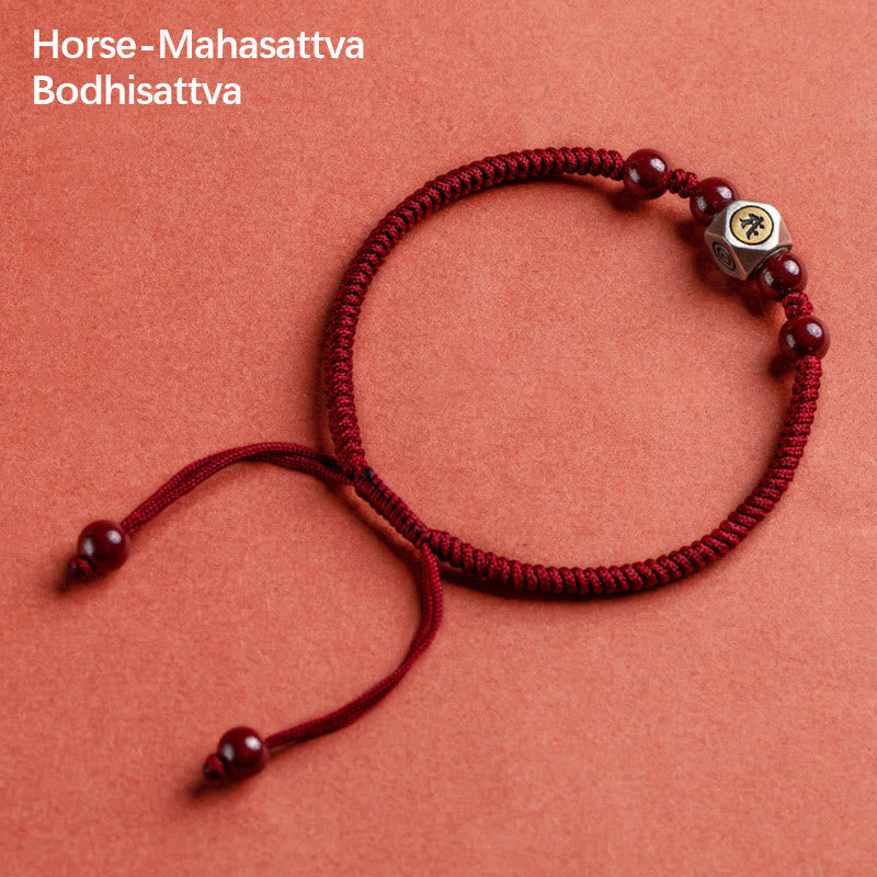 Fortune Jewel 925 Sterling Silver Chinese Zodiac Natal Buddha Cinnabar Calm Bracelet
