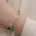 Fortune Jewel Natural Green Strawberry Quartz Chalcedony Flower Gratitude Bracelet