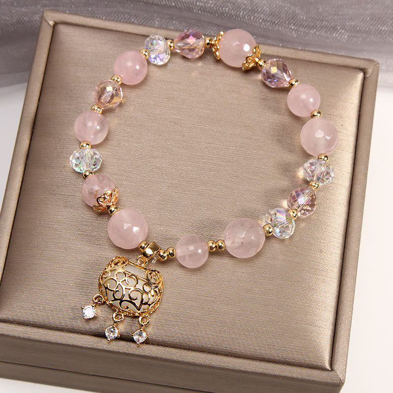 Fortune Jewel Natural Pink Crystal Soothing Protection Bracelet