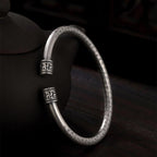 Fortune Jewel Tibetan Heart Sutra White Copper Luck Bracelet