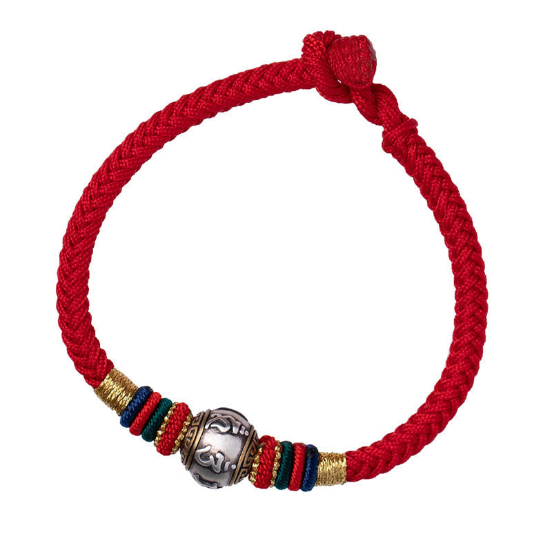Fortune Jewel 925 Sterling Silver Tibet Handmade Om Mani Padme Hum Luck Protection King Kong Knot Braided Bracelet - Fortune Jewel