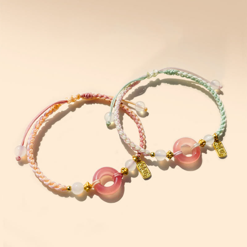 Fortune Jewel Peace And Joy Agate Peace Buckle Auspicious Handmade Braided Bracelet