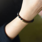 Fortune Jewel Red Jasper Moss Agate Black Obsidian Crystal Copper Peace Couple Bracelet