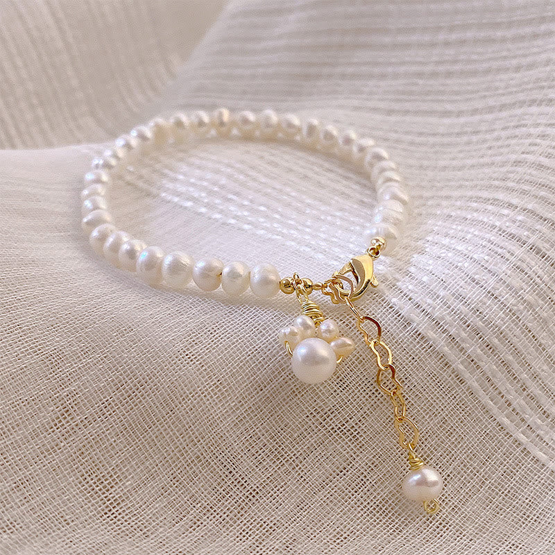 Fortune Jewel Pearl Cat Paw Healing Chain Bracelet