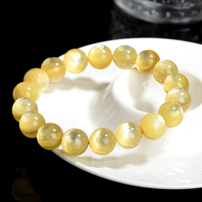 Fortune Jewel Natural Golden Lepidolite Protection Prosperity Bracelet