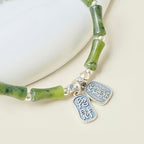 Fortune Jewel 925 Sterling Silver Bamboo Jade Lucky Cat Fu Character Luck Abundance Bracelet