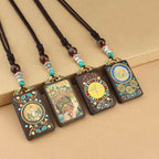 Fortune Jewel Tibet God of Wealth Thangka Ebony Peace Necklace Pendant