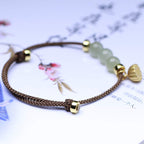 Fortune Jewel Natural Jade Lotus Seed Strength Red String Weave Bracelet