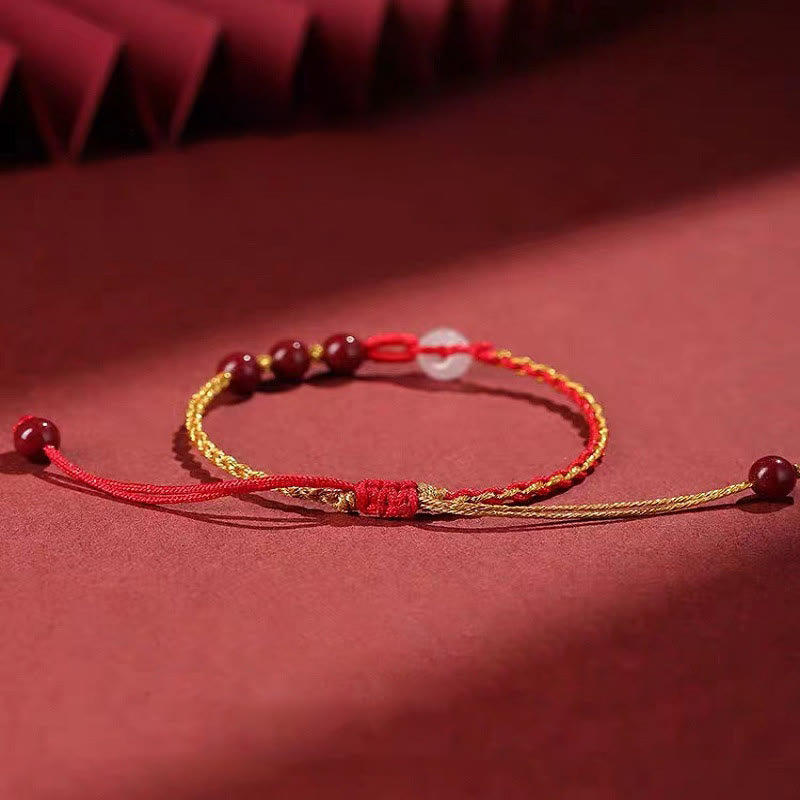 Fortune Jewel Natural Cinnabar Jade Peace Buckle Blessing Bracelet