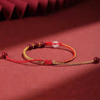 Fortune Jewel Natural Cinnabar Jade Peace Buckle Blessing Bracelet