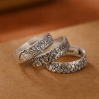 Fortune Jewel 999 Sterling Silver Lotus Flower Plum Blossom Auspicious Clouds Engraved Enlightenment Ring Fortune Jewel
