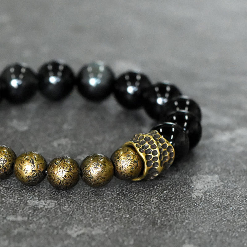 Fortune Jewel Rainbow Obsidian Copper Bead Positive Transformation Bracelet