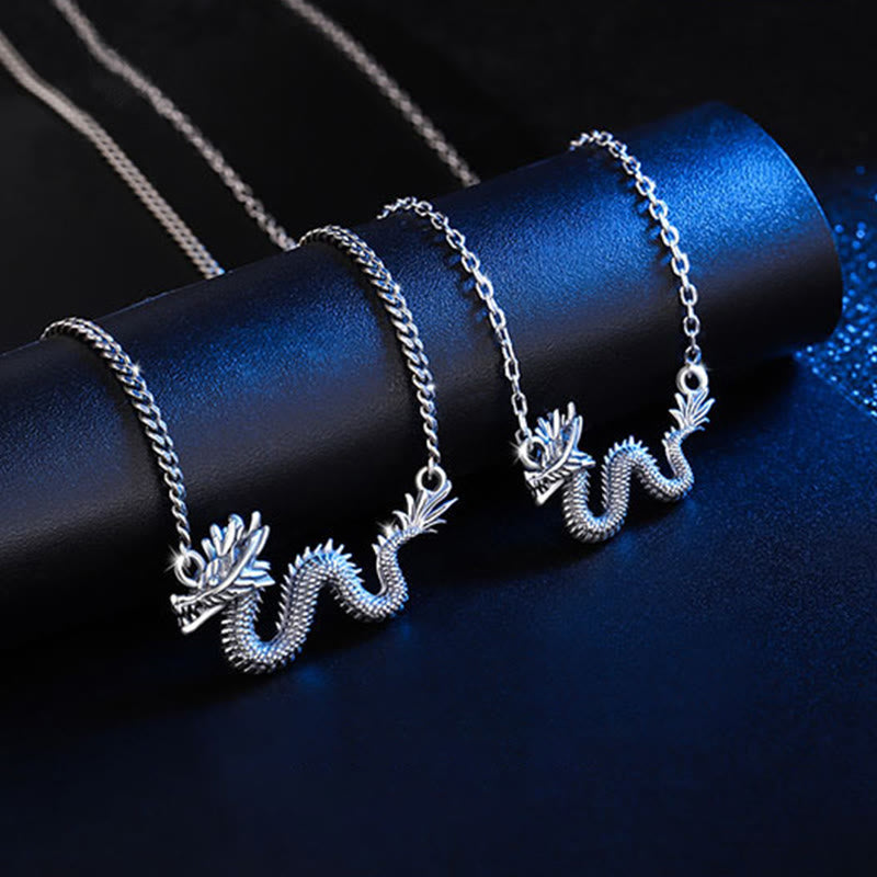 Fortune Jewel 925 Sterling Silver Year Of The Dragon Auspicious Dragon Protection Chain Necklace Pendant