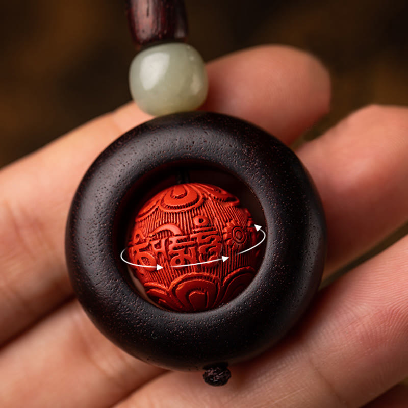 Fortune Jewel Tibet Om Mani Padme Hum PiXiu Copper Coin Small Leaf Red Sandalwood Cinnabar Protection Key Chain