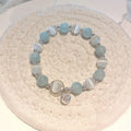 Fortune Jewel 925 Sterling Silver Cat's Eye Aquamarine Support Charm Bracelet