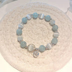 Fortune Jewel 925 Sterling Silver Cat's Eye Aquamarine Support Charm Bracelet