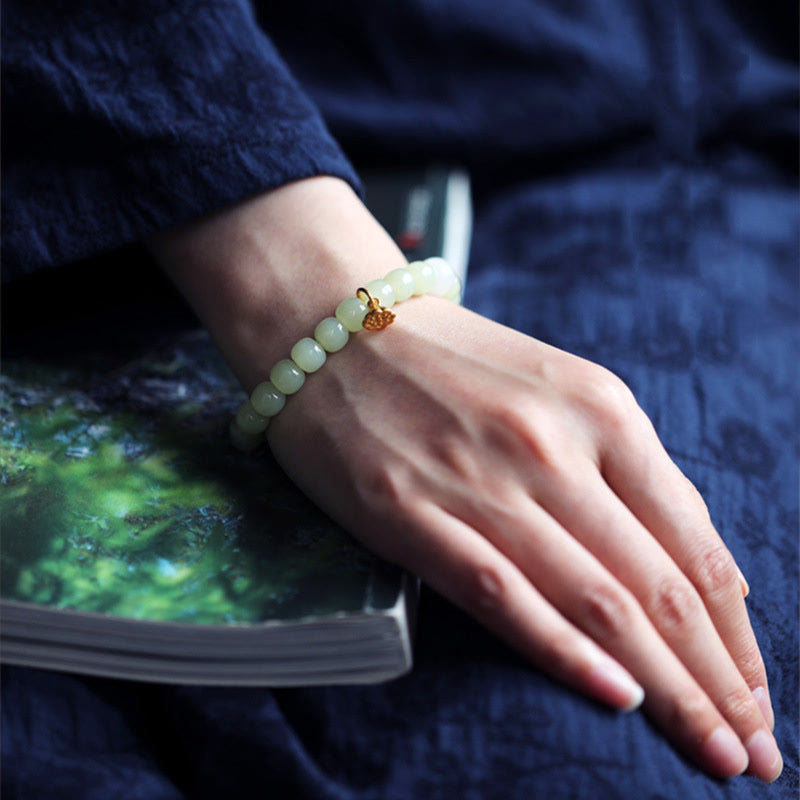 Fortune Jewel Jade Lotus Abundance Adjustable Bracelet