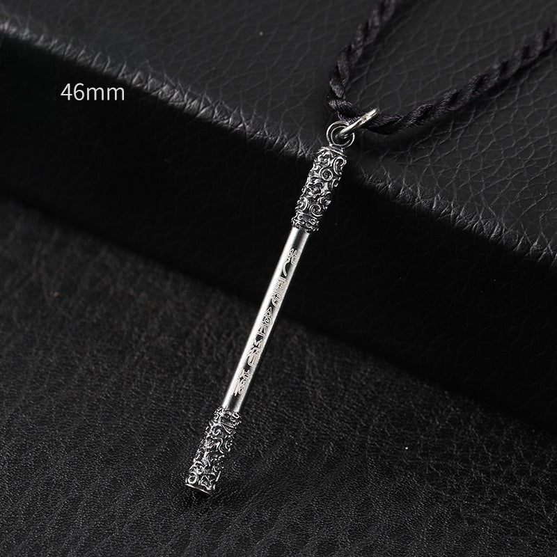S999 Sterling Silver Sun Wukong Golden Cudgel Necklace Monkey King Pendent for Couples