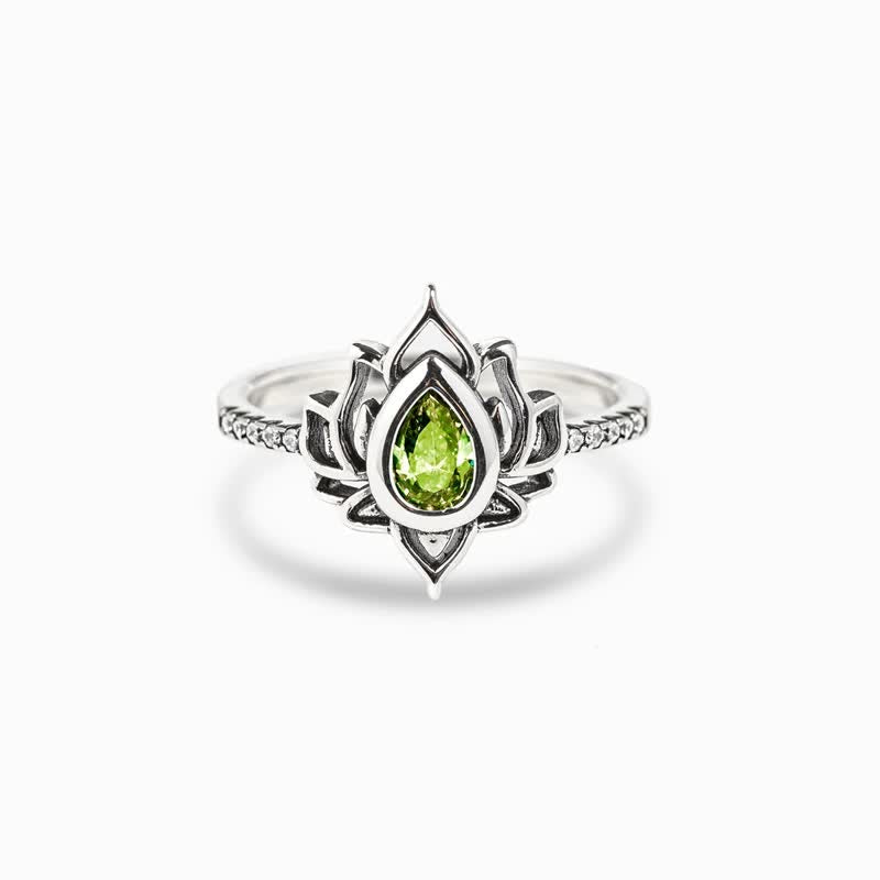 Fortune Jewel Sterling Silver Lotus Zircon Blessing Protection Ring