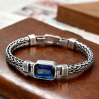 Fortune Jewel Retro Blue Acrylic Dragon Keel Braided Design Healing Wealth Buckle Bracelet