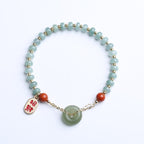 Fortune Jewel Natural Hetian Jade Red Agate Peace Buckle Lucky Fortune Bracelet