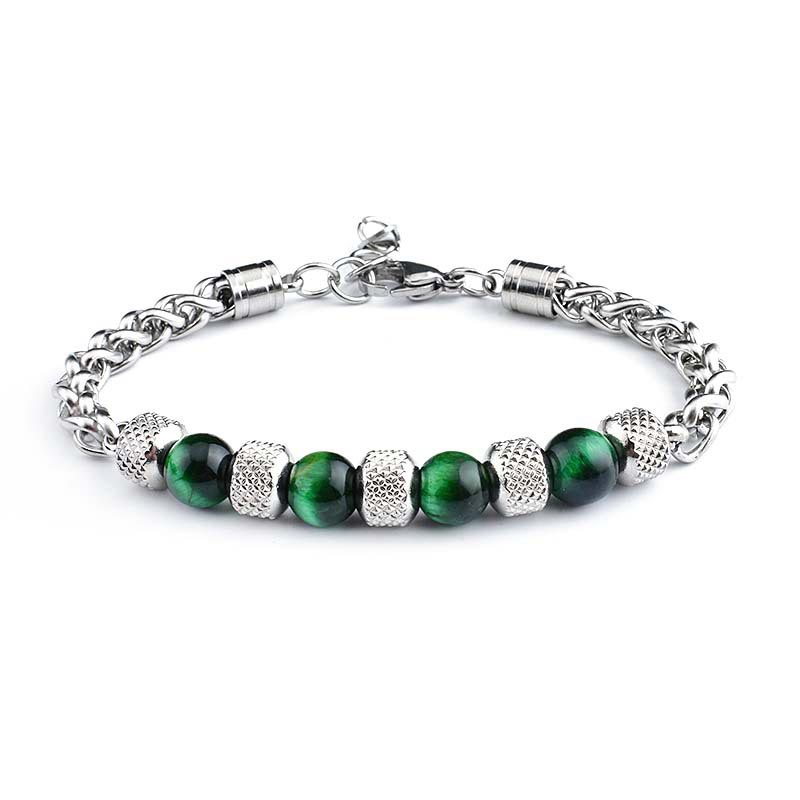 Fortune Jewel Black Onyx Tiger Eye Bead Courage Bracelet