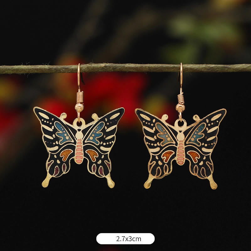 Fortune Jewel Lotus Butterfly Flower Alloy Copper Enlightenment Drop Earrings