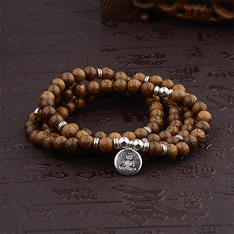 Fortune Jewel Tibetan Lightning Strike Wood Bracelet Lotus Buddha Mala