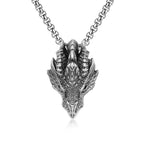 Fortune Jewel Pure Tin Dragon Head Luck Protection Metal Necklace Pendant