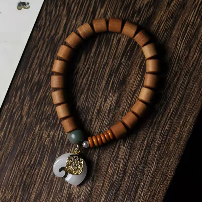 Fortune Jewel Sandalwood Jade Elephant Protection Bracelet