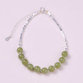 Fortune Jewel 925 Sterling Silver Hetian Jade Bead Luck Chain Bracelet