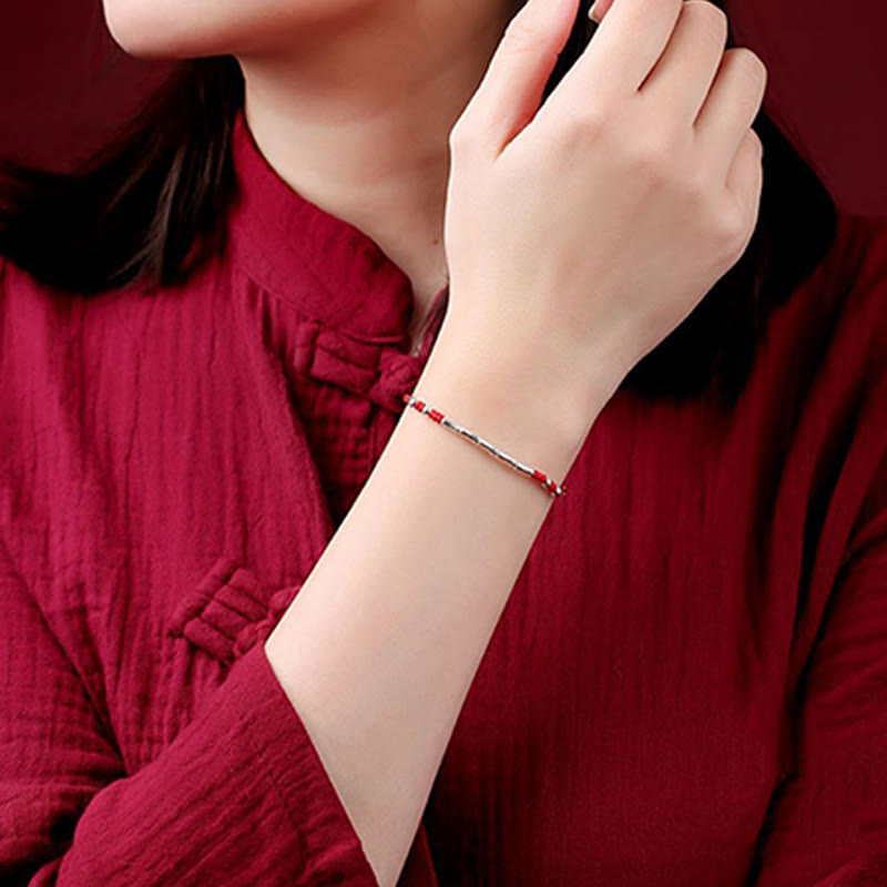 Fortune Jewel Tibet Handmade Multicolored Bamboo Protection Braided String Bracelet