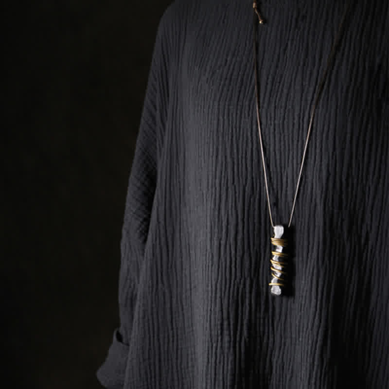Fortune Jewel Tibet Ebony Wood Copper Balance Peace Necklace Pendant Fortune Jewel
