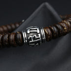 Fortune Jewel Natural Tibetan Coconut Shell Om Mani Padme Hum Positive Bracelet