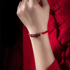 Fortune Jewel Handcrafted PiXiu Cinnabar Wealth Luck Braided Bracelet