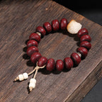 Fortune Jewel Tibet Bodhi Seed Dzi Bead Dancing Lion Luck Bracelet Wrist Mala