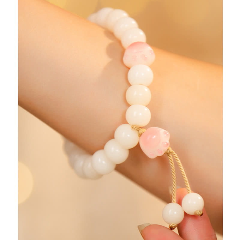 Fortune Jewel Natural Bodhi Seed Lovely Paw Lucky Cat Paw Peace Bracelet
