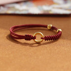 Fortune Jewel Alloy Peace Buckle Luck Red String Bracelet
