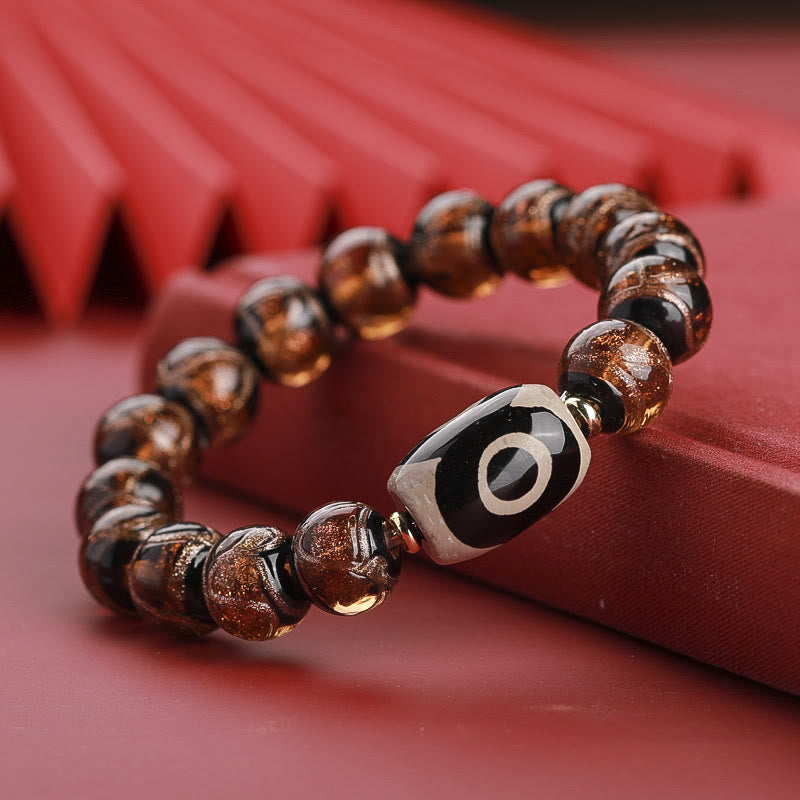 Fortune Jewel Tibetan Nine-Eye Dzi Bead Three-eyed Dzi Bead Liuli Glass Bead Wealth Bracelet