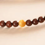 Fortune Jewel 925 Sterling Silver Indian Small Leaf Red Sandalwood Fu Character Protection Triple Wrap Bracelet