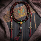 Fortune Jewel Natural Tibet 108 Mala Beads Purple Bodhi Seed Hetian Cyan Jade Copper Dorje Peace Bracelet