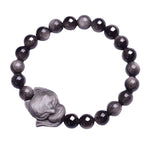 Fortune Jewel Natural Silver Sheen Obsidian Fox Protection Bracelet