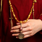 Fortune Jewel 108 Mala Beads Natural Tiger Eye Copper Dorje Protection Tassel Bracelet
