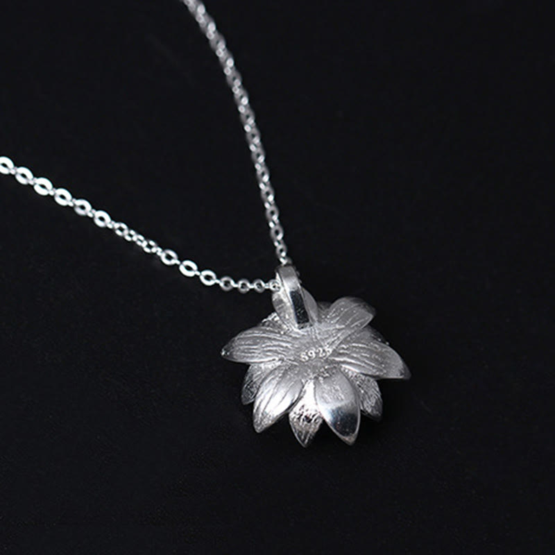 Fortune Jewel 925 Sterling Silver Lazurite Lotus Flower Self Care Necklace Pendant